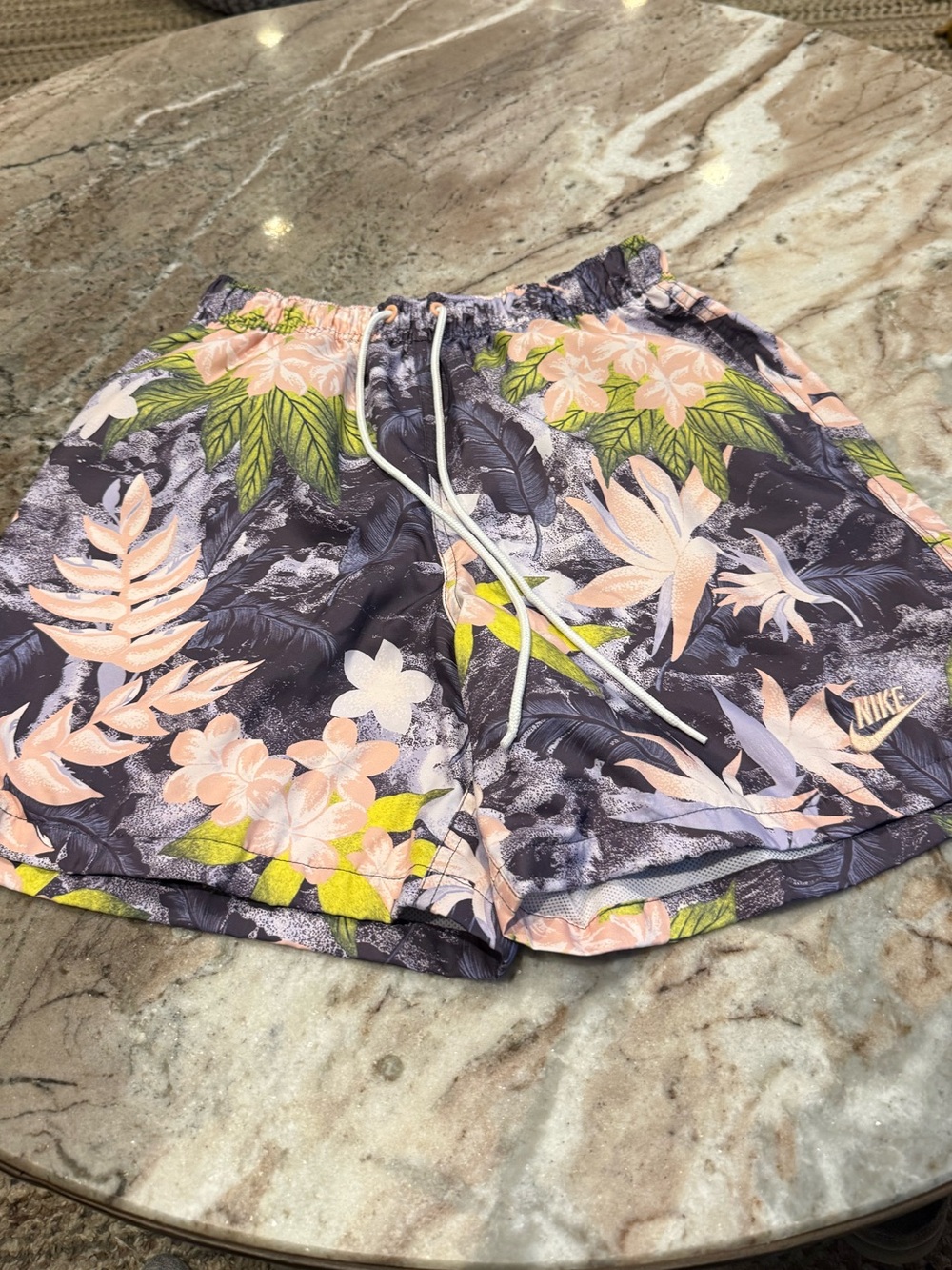 Nike Floral Tropical Print Lined Shorts purple Pink Green S